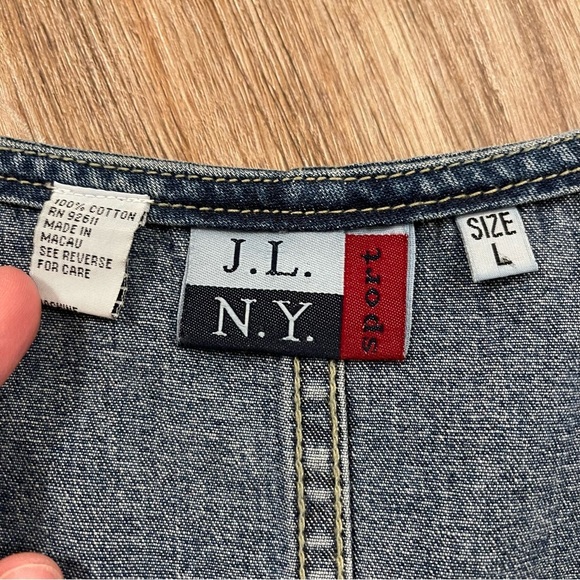 JL NY SPORTS Jean Dress Jumper Women’s Large Vintage Y2K 90s Cottagecore Floral - Picture 5 of 8